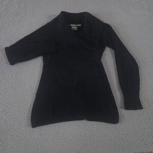 Athleta Sweater Womens Small Black Wrap Neck Nylon Knit Long Sleeve Cozy Ribbed